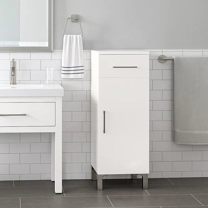 Badezimmerschrank mit einer Tür und Schublade Modell Beach weiß glänzend