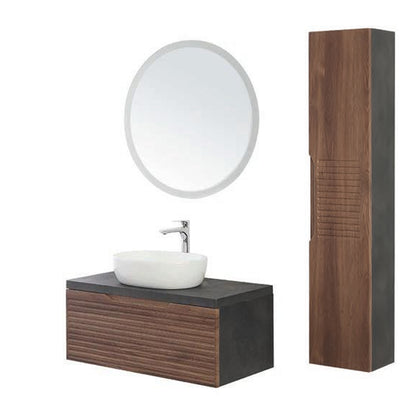 Pensile bagno Axis in noce canaletto e Ardesia – h 150 cm