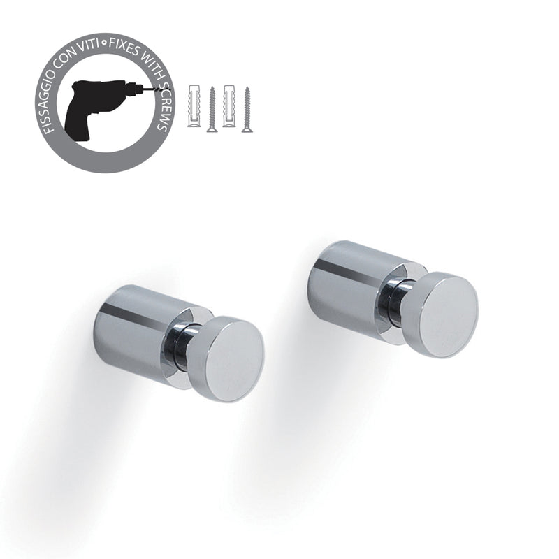 Appendiabiti 2 pezzi tondi in ottone modello Cordelia di Gedy - Cromato by CeramicStore | Lo specialista del tuo bagno
