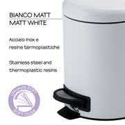 Portarifiuti 3 lt in Acciaio Inox modello Potty di Gedy - Bianco Matt by CeramicStore | Lo specialista del tuo bagno