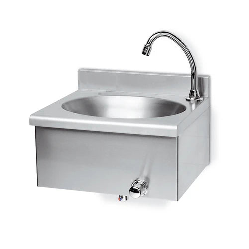 Lavamani in acciaio inox rubinetto comando ginocchio cm 40x35x20 5