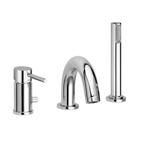 Miscelatore bordo vasca con deviatore e bocca erogazione stick cromo