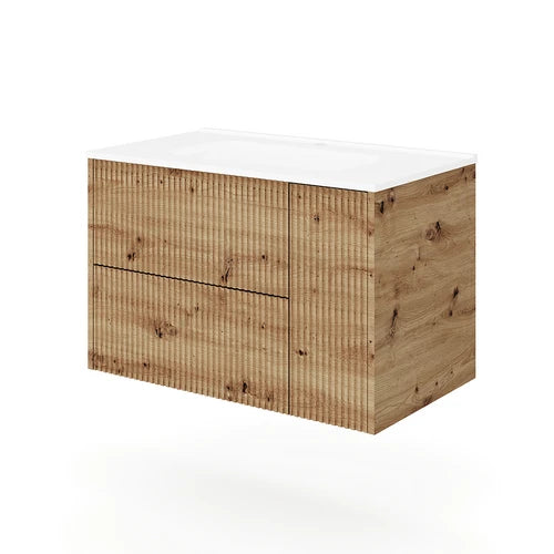 Base sospesa mobile bagno con lavabo mod. trio cannettato cm 81x46 grigio antico