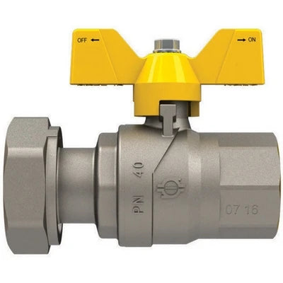Valvola a sfera gas con farfalla futurgas femmina-dado girevole 3/4 x 3/4 dn 20