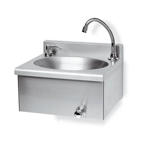 Lavamani in acciaio inox con rubinetto comando ginocchio cm 40x35x20 5