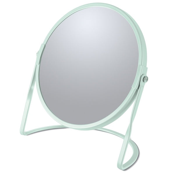 Specchio ingranditore da tavolo su base in acciaio modello Akira colore verde ghiaccio opaco by CeramicStore | Lo specialista del tuo bagno