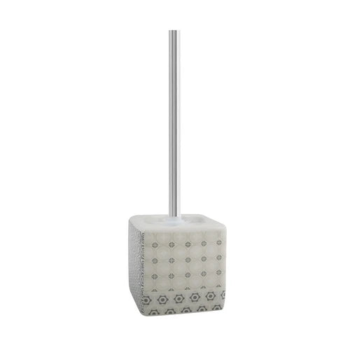 Porta scopino evora con supporto in ceramica bianco grigio