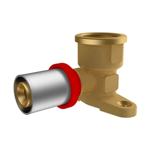 Raccordo a pressare ikaro curvo femmina con flangia 1/2 d.20x2 -conf