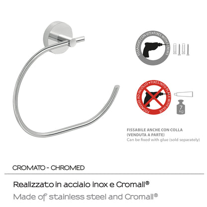 Portasalviette ad anello a muro in Acciaio Inox Eros di Gedy - Cromato by CeramicStore | Lo specialista del tuo bagno