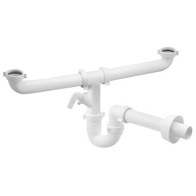 Sifone per lavello magnum 2 vie autopulente con attacco lavatrice 1 1/2