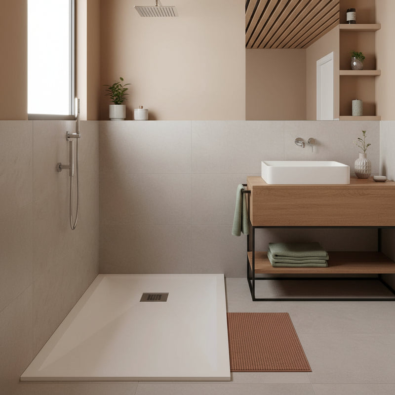 Piatto doccia qualità Premium Elite Evo 70x80 in mineralmarmo colore bianco superficie Antibatterica