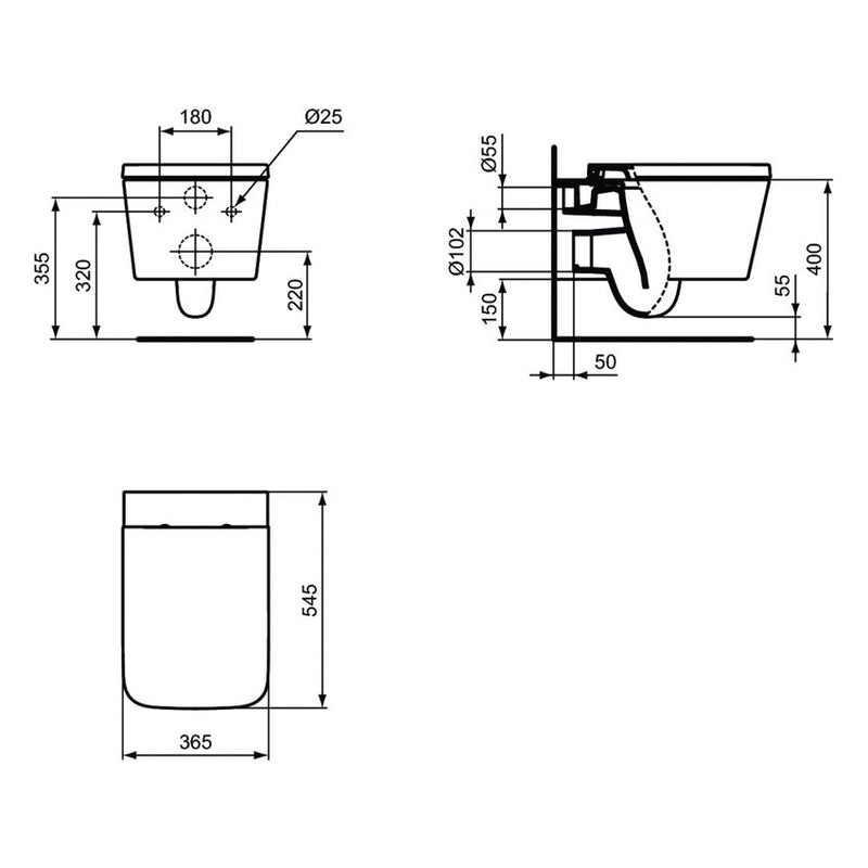 Sanitari sospesi Ideal Standard Blend Cube vaso con AquaBlade, Bidet e sedile soft close