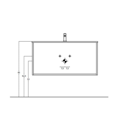 Mobile Sospeso da 80 cm Cannettato a 2 Cassetti da colore Grigio Collezione Rigo con specchio tondo