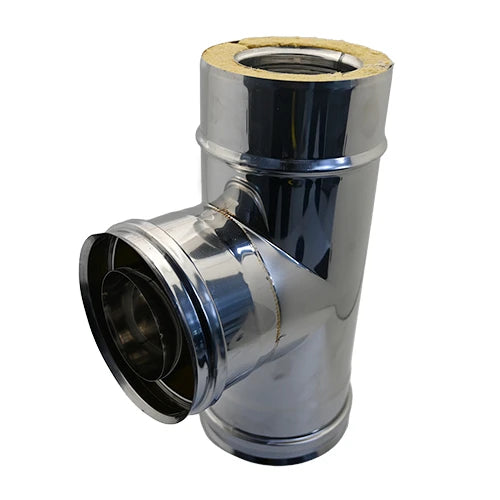 Tee in acciaio inox 316l a 90 doppia parete d. int. 100 d. est. 150
