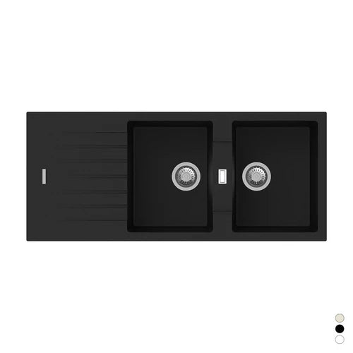 Lavello sintetico da incasso 2 vasche cm 116 bianco