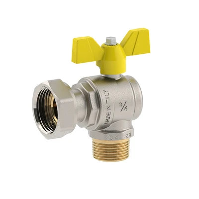 Valvola a sfera per gas a squadra maschio dado girevole 1/2m x 3/4d dn 15
