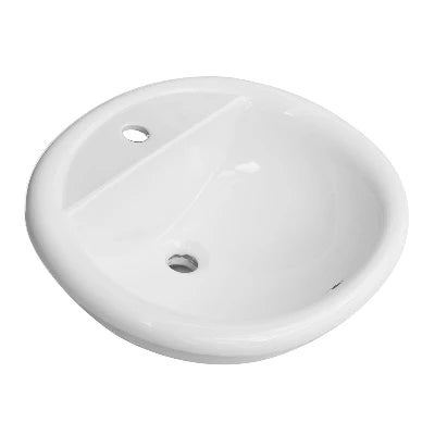 Lavabo soprapiano con foro rubinetto cm 57x49 bianco