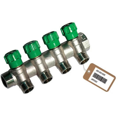 Collettore lineare con rubinetti d arresto 4 derivazioni impex f-brico 3/4 x 1/2