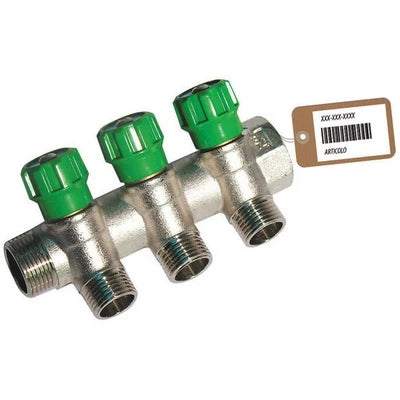 Collettore lineare con rubinetti d arresto 3 derivazioni impex f-brico 3/4 x 1/2