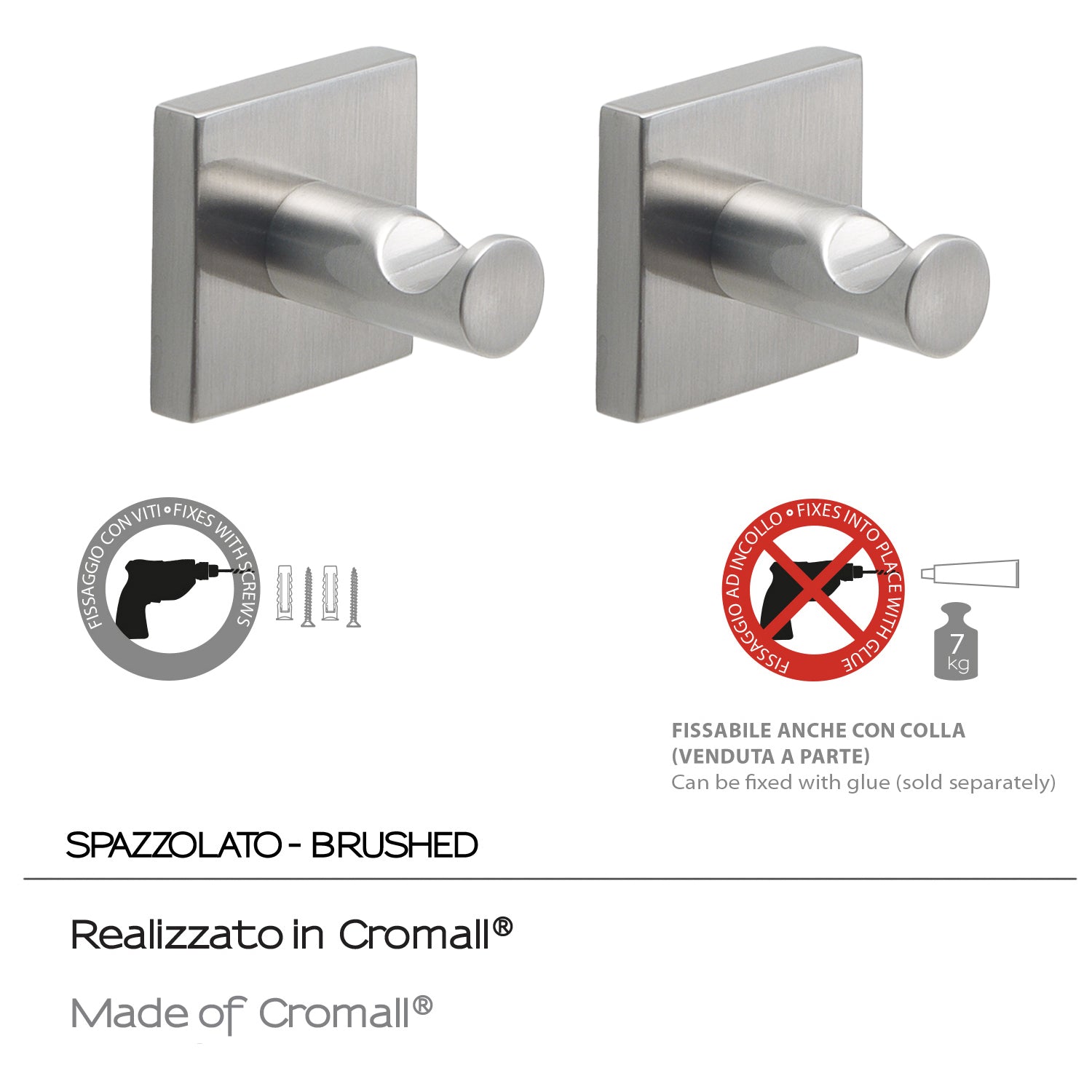 Appendiabiti 2 pezzi Fuji di Gedy - Spazzolato by CeramicStore | Lo specialista del tuo bagno