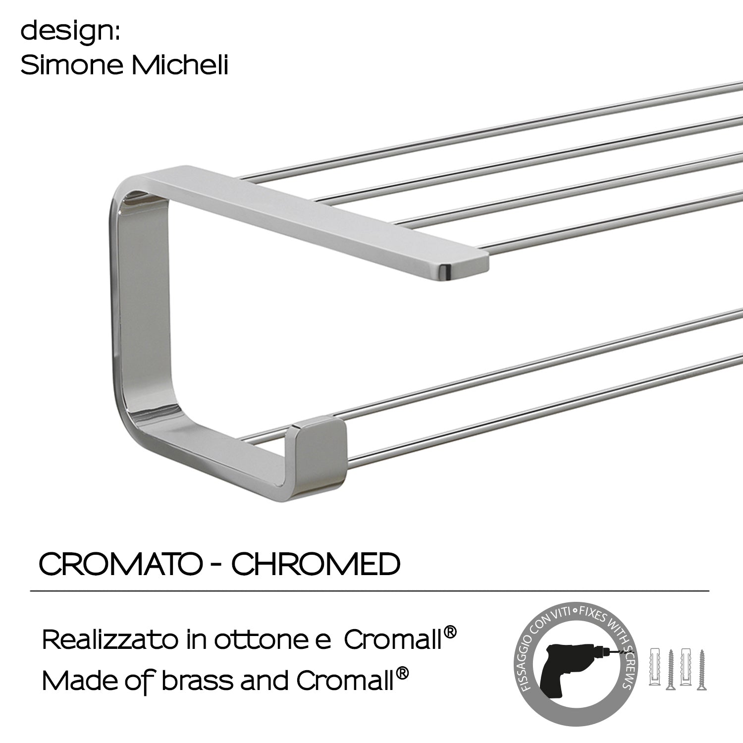 Mensola porta asciugamani in Ottone, Acciaio Inox e Cromall Outline di Gedy - Cromato by CeramicStore | Lo specialista del tuo bagno