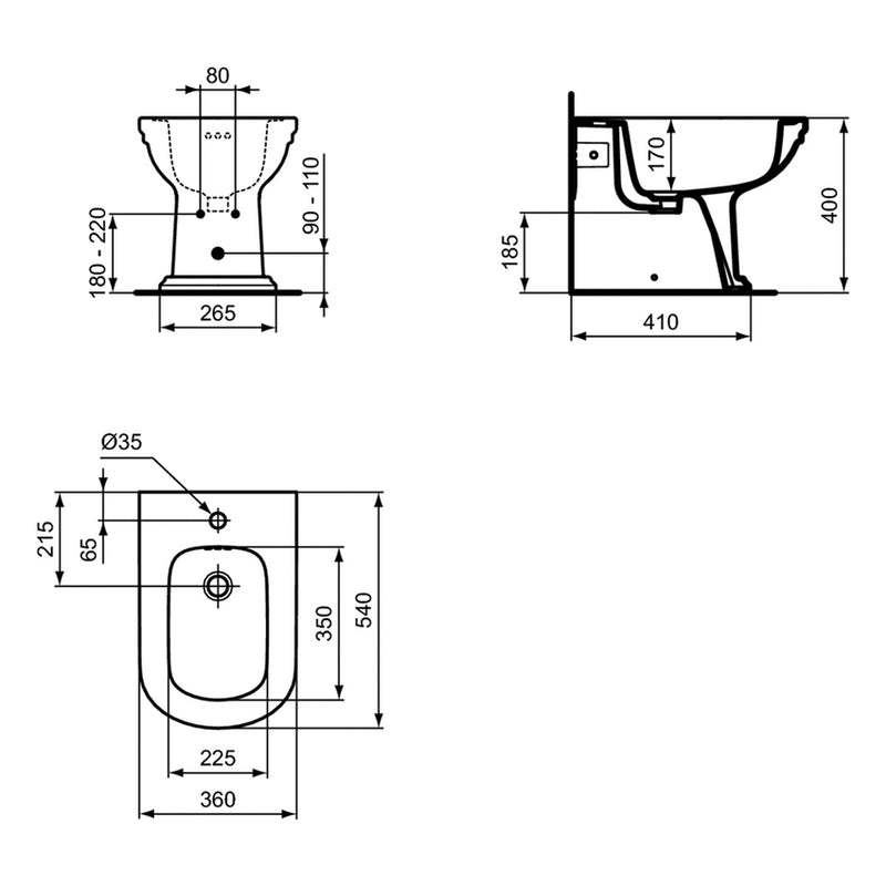 Sanitari Classici Filo muro Ideal Standard Calla vaso, Bidet e sedile soft close E222501+E222601+E251801