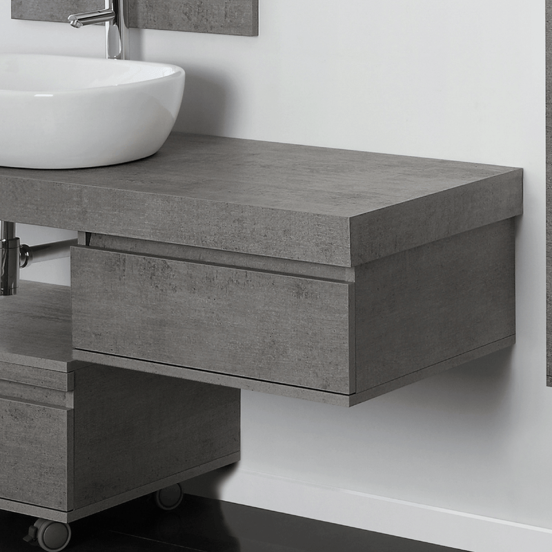 Cassettiera Bagno a Terra/Sospesa 58 Cm Un Cassetto colore Rovere Grigio