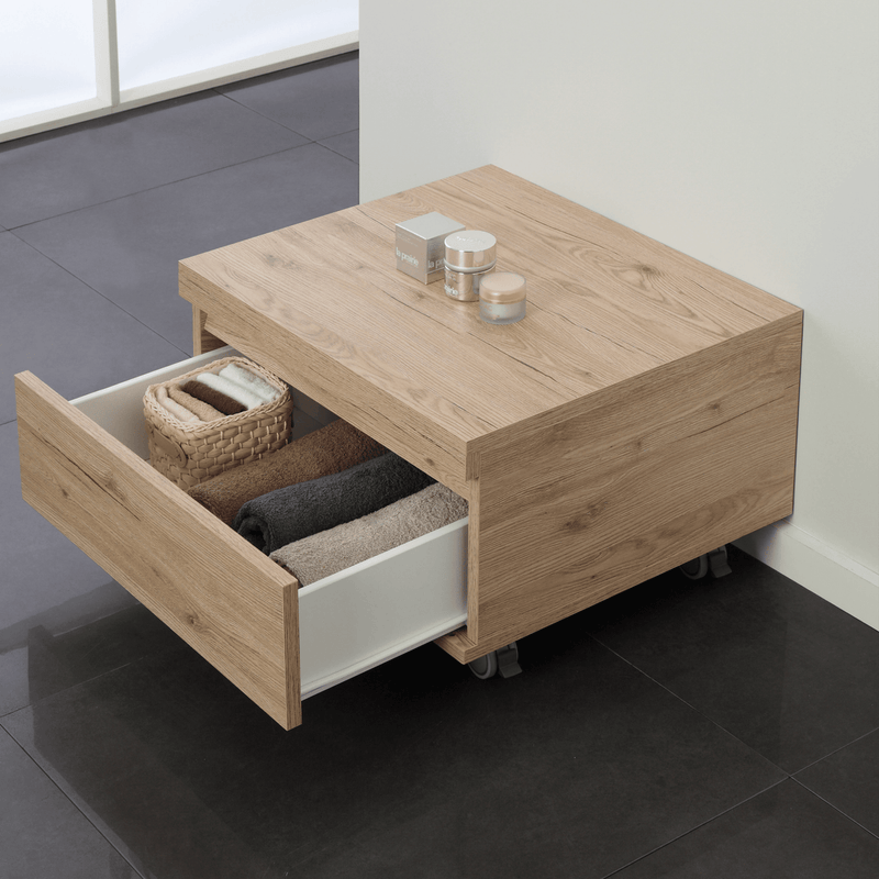 Cassettiera Bagno a Terra/Sospesa 58 Cm Un Cassetto colore Rovere Chiaro