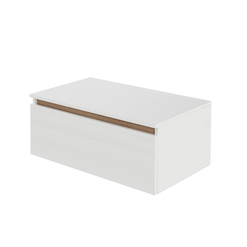 Cassettiera Bagno Sospesa 80 Cm Un Cassetto  Frassinato bianco /Rovere per collezioni Urban e Mood