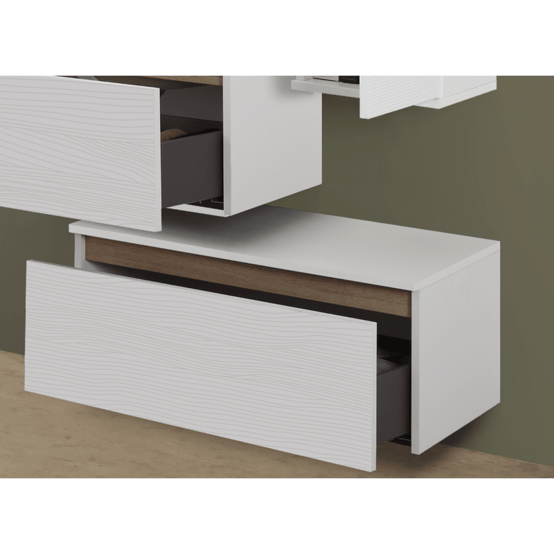 Cassettiera Bagno Sospesa 80 Cm Un Cassetto  Frassinato bianco /Rovere per collezioni Urban e Mood