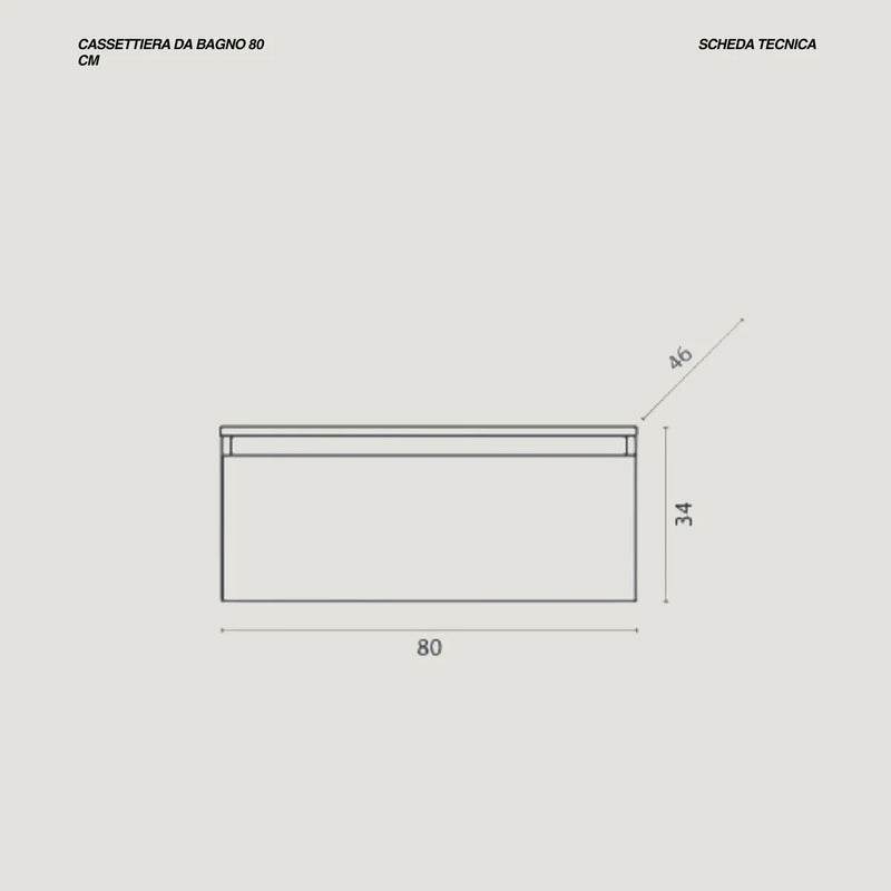 Cassettiera Bagno Sospesa 80 Cm Un Cassetto  Rovere per collezioni Urban e Mood