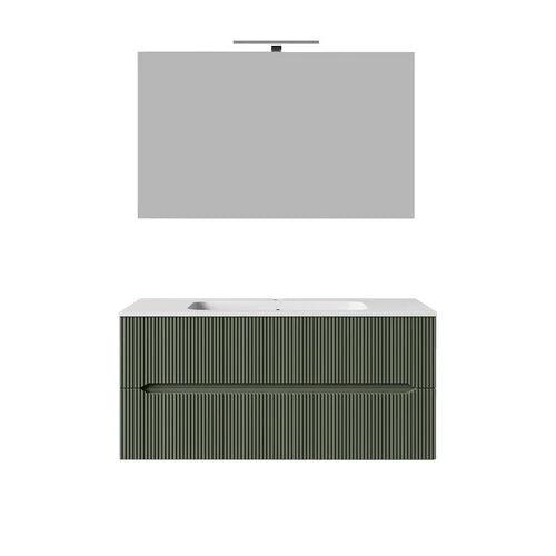 Mobile bagno sospeso linea stick cannettato da 120 cm tortora opaco