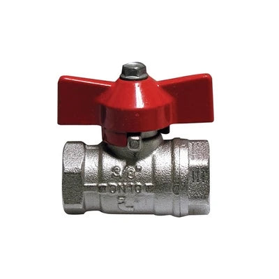 Valvola a sfera ff con farfalla leva rossa 3/8 dn 10 f-brico