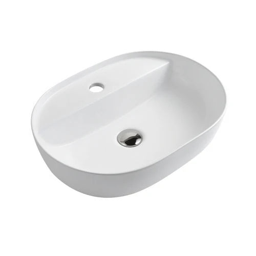 Lavabo da appoggio ovale mod. lav04 cm 50x38x12 bianco lucido