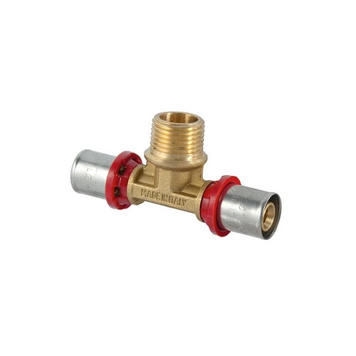 Raccordo tee maschio a pressare per multistrato 3/4 x 26