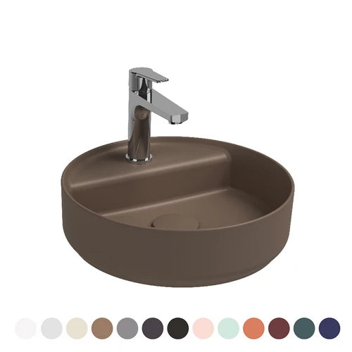 Lavabo d appoggio rotondo con foro rubinetto infinity antracite opaco l. 42 cm