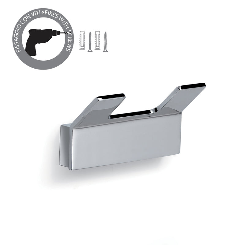 Appendiabiti doppio in ottone modello Gulliver di Gedy - Cromato by CeramicStore | Lo specialista del tuo bagno