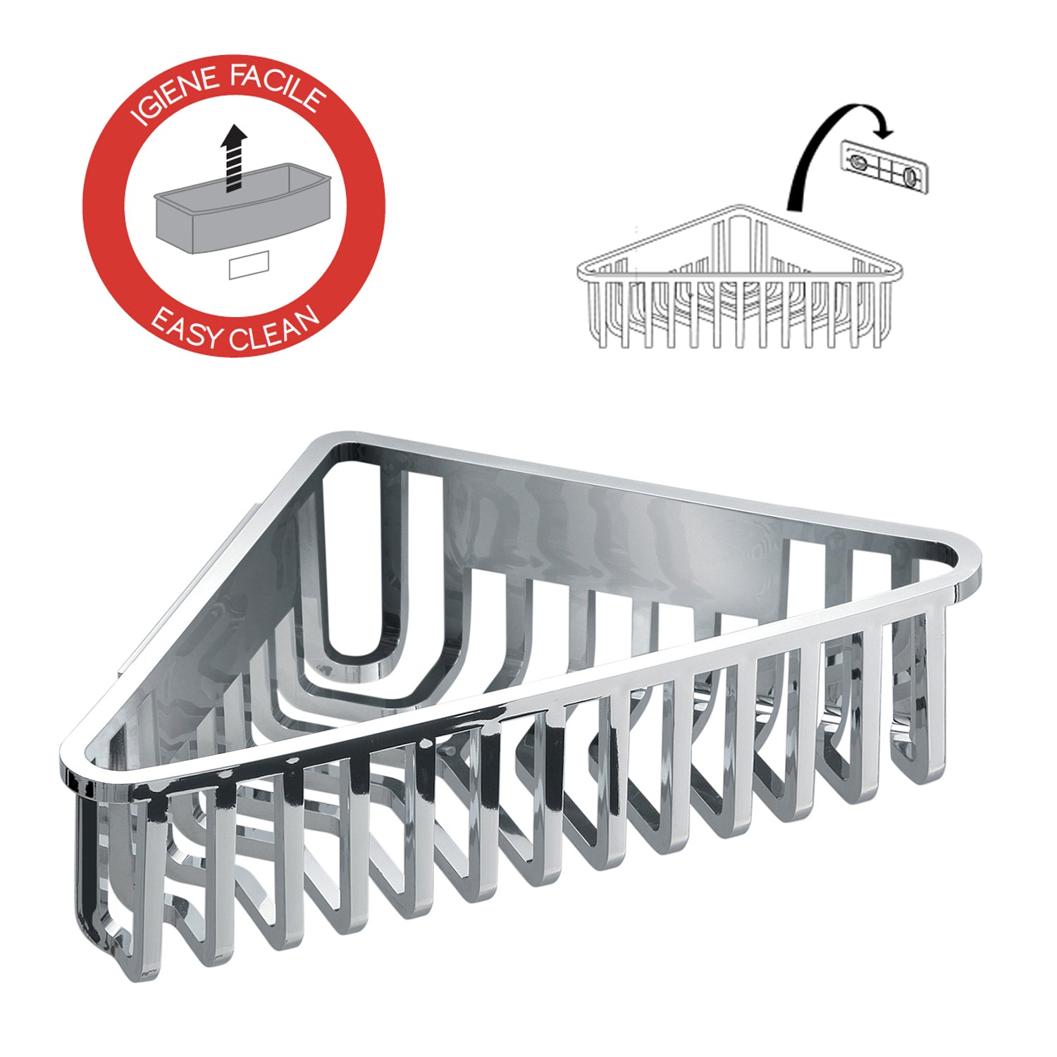 Portaoggetti doccia angolare modello Tiberio di Gedy - Cromato by CeramicStore | Lo specialista del tuo bagno