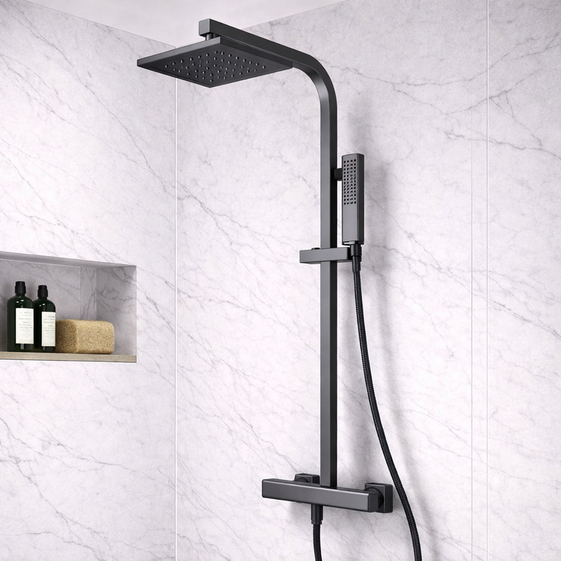 Colonna doccia Luxury DocciaGo in acciaio con miscelatore termostatico - Gun metal