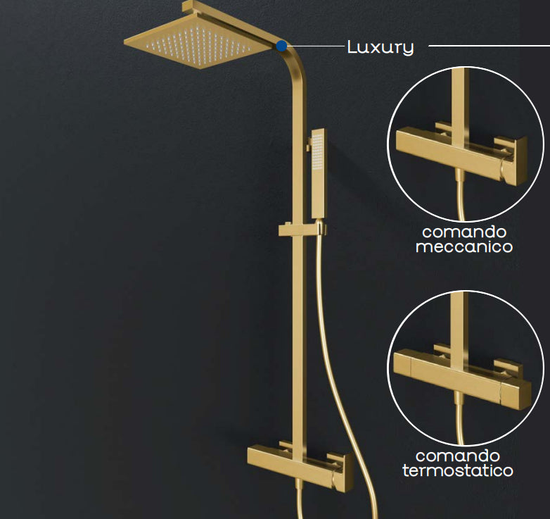 Colonna doccia Luxury DocciaGo in acciaio con miscelatore termostatico - Fango