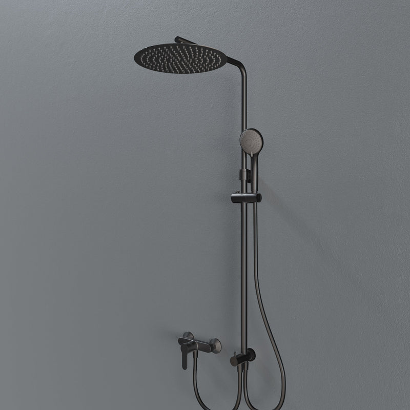 Colonna doccia Spin DocciaGo in acciaio inox con soffione Ø30 cm regolabile - Cromo spazzolato
