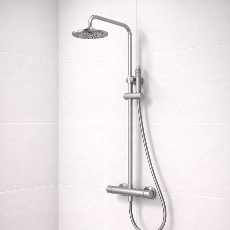 Colonna doccia Talk DocciaGo in acciaio con soffione 20 cm - Cromo Spazzolato