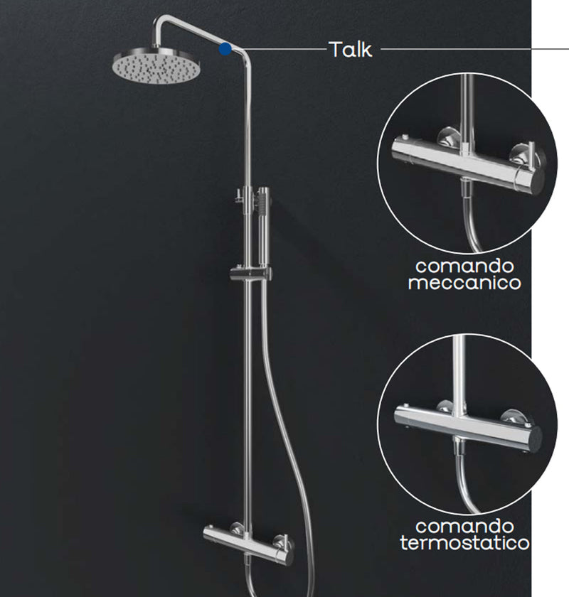 Colonna doccia Talk DocciaGo in acciaio con soffione 20 cm - Cromo