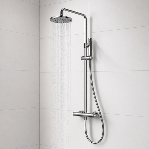 Colonna doccia Talk DocciaGo acciaio cromo con soffione 20 cm