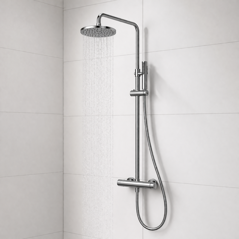 Colonna doccia Talk DocciaGo acciaio cromo con soffione 20 cm