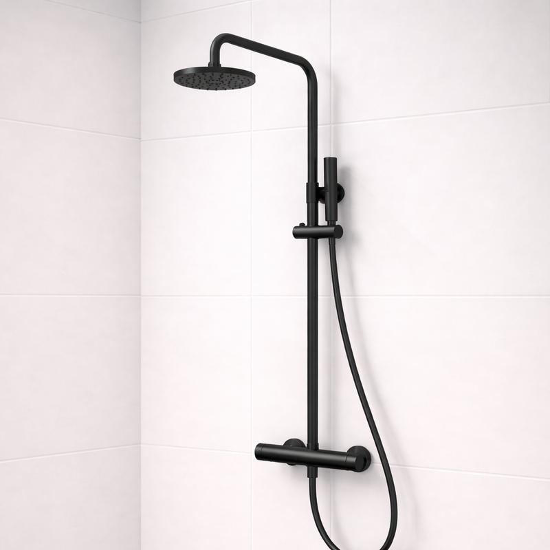 Colonna doccia Talk DocciaGo in acciaio con soffione 20 cm - Nero opaco
