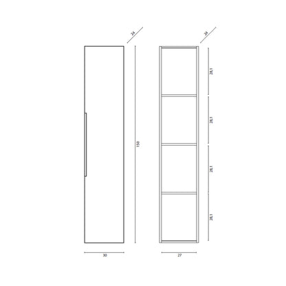 Colonna da bagno Collezione rigo con anta Cannettata CM 30*24*150 CM colore Rosa