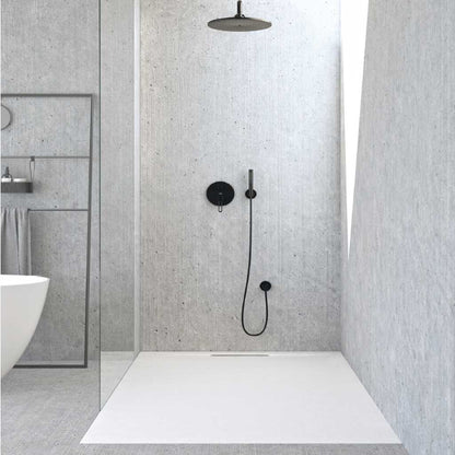 Piatto doccia Lithos 80x120 colore Bianco effetto pietra con scarico laterale nascosto