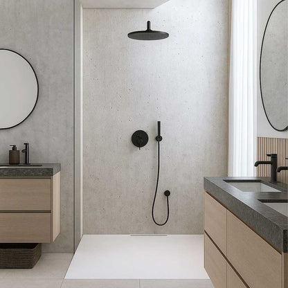 Piatto doccia Lithos 80x140 colore Bianco effetto pietra con scarico laterale nascosto