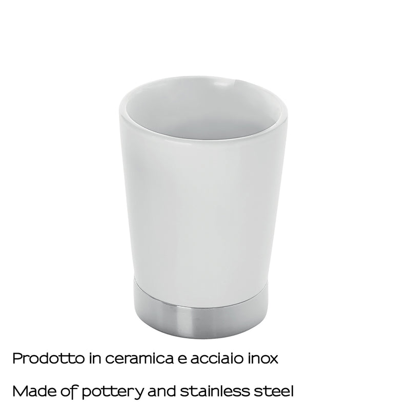 Portaspazzolini in ceramica e Acciaio Inox Gedy serie Petunia - Bianco